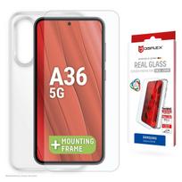 Grūdinto stiklo apsauga + dėklas Samsung Galaxy A36, e.v.i., Eco montavimo rėmelis, atspari įbrėžimams, permatoma
