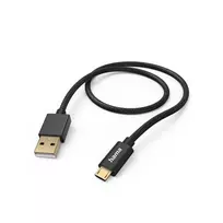 Hama Fabric USB kabelis USB 2.0 1,5 m USB A Micro-USB B juodas