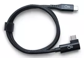 Ochno USB-C į USB-C kampinis kabelis, 0,7 m, juodas