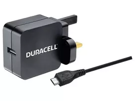 Duracell sieninis įkroviklis 2,4 A su 1 m Micro USB laidu, juodas