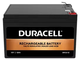 Duracell 12V 12Ah VRLA baterija, sandarus švino rūgšties akumuliatorius, 12 V, 12 Ah, 12000 mAh, 144 Wh, juoda