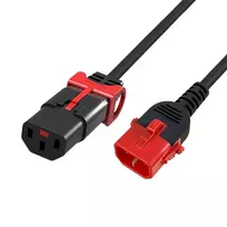 ACT Powercord C13 IEC Lock+ - C14 IEC Lock dvigubas fiksavimas juodas 0,5 m, PC3600