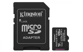 Kingston 128GB Industrial MicroSDXC atminties kortelė C10 A1 pSLC UHS-I, 100MB/s skaitymas, 80MB/s rašymas, V30/U3, juoda + SD adapteris