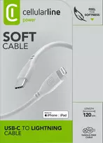Cellularline Soft Cable 120 cm – USB-C į Lightning minkšto prisilietimo laidas