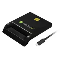 Techly kompaktiškas išmaniosios kortelės skaitytuvas/rašytuvas USB-C™ baltas, USB 2.0, 1,5 m, juodas, 102 g