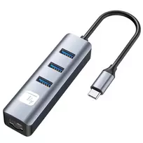Techly IDATA USB-ETGIGA3CA stotelė / prievadų kartotuvas, laidinis, USB 3.2 Gen 1 (3.1 Gen 1) Type-A + Type-C, juoda, sidabrinė