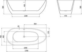 Mexen Eos laisvai pastatoma vonia 170 x 75 cm, balta, chromuota perpylimo anga - 52471707500-01, 170 x 75 cm