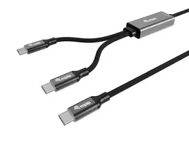 USB-C į 2x USB-C Y formos įkrovimo laidas EQUIP 1,5 m PD 140 W, USB 2.0, juodas