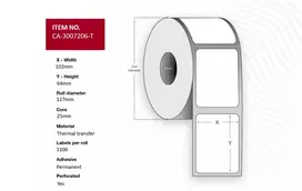 Termoetikečių ritinys Capture CA-3007206-T 102 x 64 mm, šerdis 25 mm