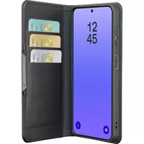Cellularline Book Agenda 2 dėklas Samsung Galaxy A37, knygos stiliaus, dirbtinė oda, magnetinis užsegimas, stovas, RFID/NFC apsauga, juoda