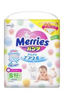 Size Merries 62 count [Pants, Small] Air-Through (4-8kg), balta