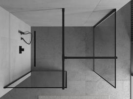 Mexen Kioto dušo sienelė Walk-in 130 x 70 cm, juodas rėmelis, juodas - 800-130-202-70-70-070