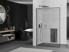 Mexen Kioto+ L dušo pertvara su lentyna Walk-in 60 x 200 cm, juodas rėmelis, gun metal - 800-060-123-95-70