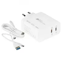 Good Connections GC USB greitasis įkroviklis 140W GaN technologija, 2x USB-C, PD 3.1, QC 5.0, PPS baltas