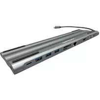 LC-Power LC-HUB-C-MULTI-8 USB-C stotelė su 3xUSB-A/2xUSB-C/HDMI/VGA/MicroSD/SD/RJ45/Garsu