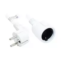 Prailginimo laidas su įžeminimu Kištukas Tipas E+F (CEE 7/7, kampuotas) ir Lizdas Tipas F (CEE 7/3, tiesus), Baltas, 1,50 mm², 5 m, Good Connections® (P0102-W050)