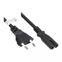 Euro-Netzkabel Euro-Stecker Typ C (gerade) an C7/Euro 8 Buchse (gerade), schwarz, 0,75 mm², 5 m, Good Connections® (P0370-S050)