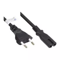 Euro-Netzkabel Euro-Stecker Typ C (gerade) an C7/Euro 8 Buchse (gerade), schwarz, 0,75 mm², 0,75 m, Good Connections® (P0370-S007)