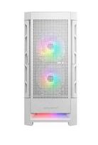 PC korpusas Cougar Airface RGB Midi Tower Baltas — 230×386×491 mm, palaiko 3×120/140 mm priekyje, 1×120 mm gale, 2.5/3.5 colio diskus