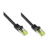RJ45 jungiamasis kabelis su Cat.7 žaliava ir užraktų apsauga (RNS®), S/FTP, PiMF, halogenų neturintis, 600MHz, OFC, juodas, 70m, Good Connections® (8070R-700S)