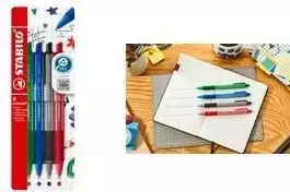 Rutulinis rašiklis Stabilo pointball colorful, 4 vnt. komplektas dėkle, neslystanti rankena, minkštas rašalas (6033/4)