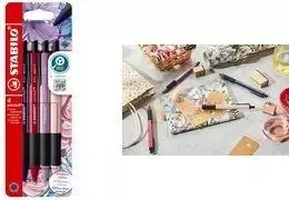 Rinkinys tušinukų Stabilo pointball NatureCOLORS, bordo spalvos 4 vnt. dėkle, neslystanti rankena, minkštas rutulinis antgalis