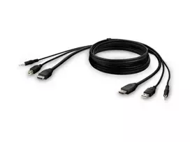 KVM kabelis Belkin F1DN1CCBL – HDMI į USB A/B su garsu, USB klaviatūros ir pelės prievadais, 3 m