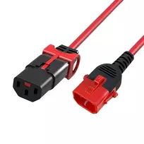ACT Powercord C13 IEC Lock+ - C14 IEC Lock Dvigubas fiksavimas raudonas 2 m, PC3615