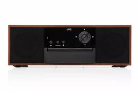 Mini bokso kolonėlė JVC RD-E761, 2x8W RMS, Bluetooth 4.2, USB, CD, FM, medinis korpusas, juoda