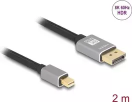 DeLOCK Mini DisplayPort į DisplayPort laidas 8K 60 Hz 2 m pilka metalas