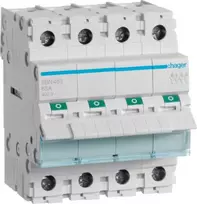 Automatinis jungiklis Hager SBN463 — 63 A, ritės įtampa iki 440 V, 4 moduliai, IP20