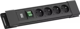 Maitinimo blokas Bachmann CONNECTUS 4xUTE 1xSchalter 2.0m CEE7/7 Juodas