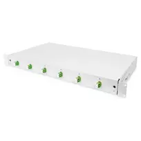 Šviesolaidžių sujungimo dėžė DIGITUS DN-96330/9APC 1U, 6x LC-APC DX, OS2, polimeras/plienas, šviesiai pilka