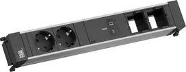 Bachmann BM0023845 maitinimo rėmas su 2x CEE7/3 kištukiniais lizdais, 1x USB-C (100W), 2 jungčių moduliais, 0,2 m kabeliu