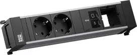 Bachmann BM0024207 maitinimo rėmas su 2x CEE7/3 kištukiniais lizdais, 1x USB-C PD 45W, 1x jungties moduliu, 0,2 m laidu