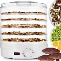 Extralink Home Didelė džiovykla grybams, vaisiams, daržovėms ir žolelėms Pro 500W + 5 padėklai 27 cm balta