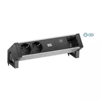 BACHMANN DESK2 ALU BLACK 2xSchutzkt. USB-C, USB įkroviklis 60W 0,2m GST18