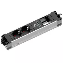 Kištukinis lizdas Bachmann STEP ALU 1x USB 1x modulio lizdas 2x kištukinis lizdas