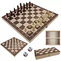 Extralink Toys mediniai šachmatai 3v1 – šaškės, šachmatai ir nardai