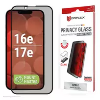 Privatumo grūdinto stiklo apsauga e.v.i. Displex (10H) Apple iPhone 16e/17e su privatumo filtru, atspari smūgiams ir įbrėžimams