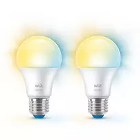 WiZ lemputė 60W A60 E27 x2, išmanioji lemputė, Wi-Fi/Bluetooth, balta, Wi-Fi 4 (802.11n), 802.11b, 802.11g, LED, E27