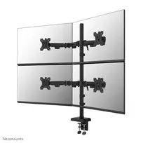 Keturių monitorių laikiklis Neomounts DS60-600BL2-2 10–32 col. ekranams, VESA 75x75–100x100, max 8 kg, spaustuvas/įvorė, juodas
