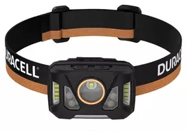Duracell DH1000R — juodai oranžinė įkraunama galvos lemputė, laisvų rankų apšvietimas
