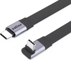 ROLINE USB4-2.0 laidas 80Gbit/s plokščias ST/ST tiesus-270° kampuotas