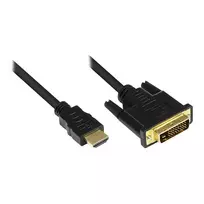 Anschlusskabel HDMI 19pol Stecker an DVI-D 24+1 Stecker, 24K vergoldete Stecker und Kupferkontakte, OFC, schwarz, 5m, Good Connections (GC-M0012)