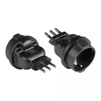 Maitinimo adapteris Italijos kištukas L tipo (CEI 23-16, tiesus) prie įžeminto lizdo F tipo (CEE 7/3, tiesus), juodas, Good Connections® (PA-6502S)