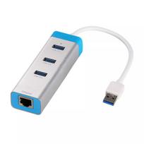 USB 3.0 3 prievadų metalinis šakotuvas su Gigabit Ethernet ITEC U3GLAN3HUB, sidabrinis