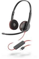 Ausinės HP POLY Blackwire 3225 – laidinės USB Type-A, galvos lankas, biurui / skambučių centrui, 121 g, juodos/raudonos
