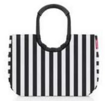 Reisenthel loopshopper L – medžiaginis krepšys, poliesteris, 25 L, 460×250 mm, juoda/balta