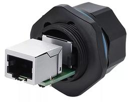 RJ45 jungtis Alcasa IC06-R102 juoda varis plastikas silikagelis